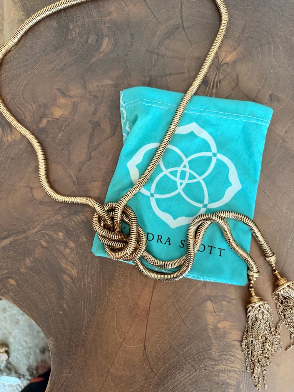 Retired Kendra Scott Gold Tone 'Jackie' Tassel Lariat Necklace
